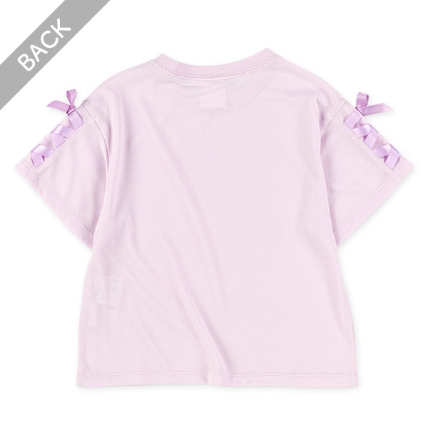 転写レースアップ半袖Tシャツ