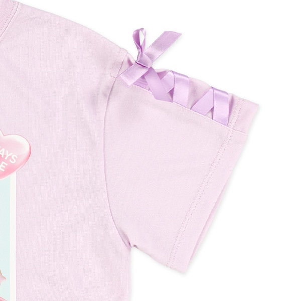 転写レースアップ半袖Tシャツ