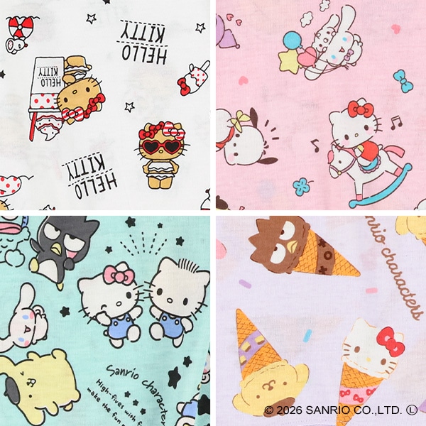 総柄半袖Tシャツ（ハローキティ・サンリオキャラクターズ）