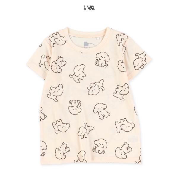 いぬ・ねこ総柄半袖Tシャツ