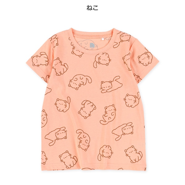 いぬ・ねこ総柄半袖Tシャツ