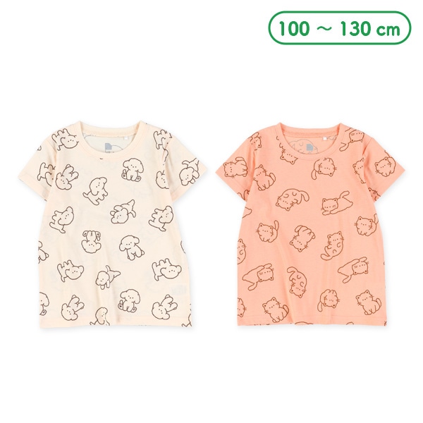 いぬ・ねこ総柄半袖Tシャツ