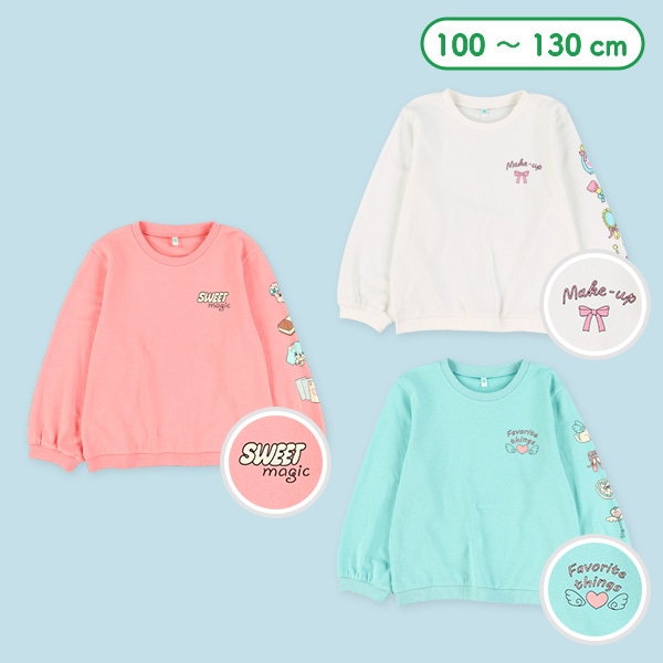 ミニ裏毛袖プリントトレーナー