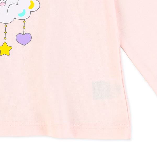 ミニ裏毛肩フリルリボン柄・ユニコーン柄薄手長袖Tシャツ