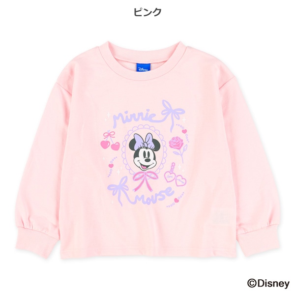 ミニ裏毛リボン長袖Tシャツ（ミニーマウス）