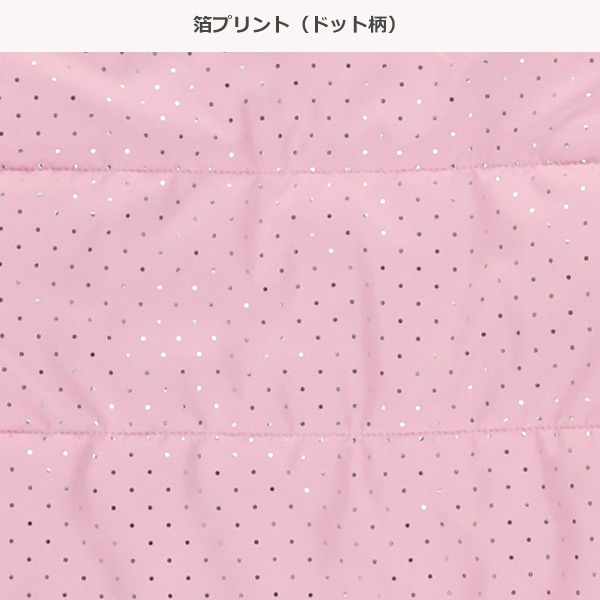 中わた箔ドット柄ファー付きフードコート