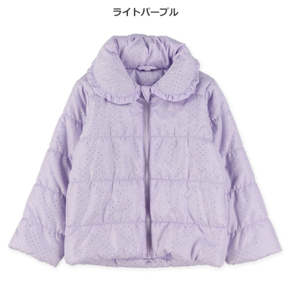 中わた箔プリントドット柄ハーフコート