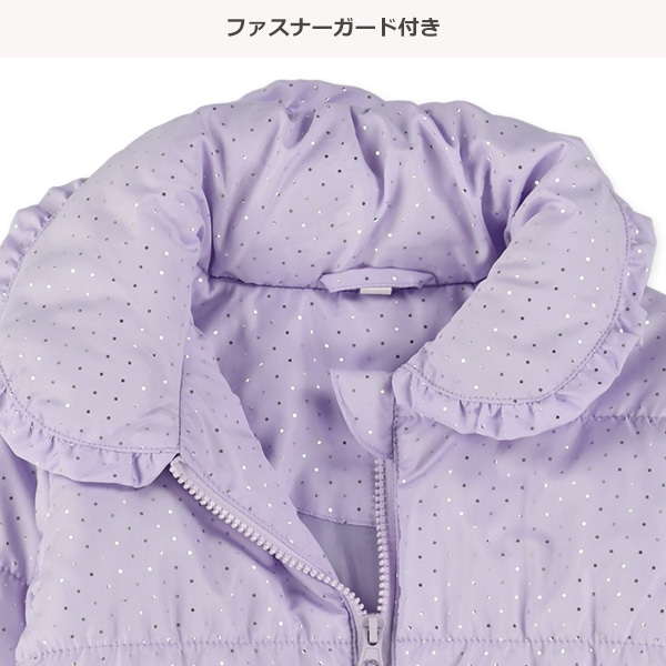 中わた箔プリントドット柄ハーフコート