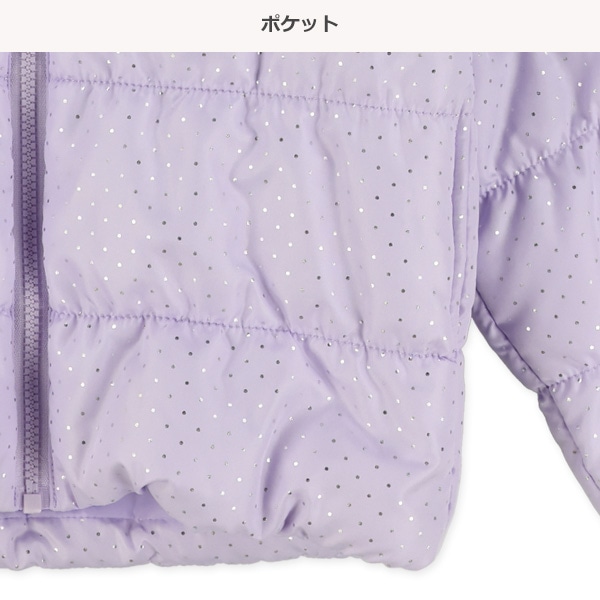 中わた箔プリントドット柄ハーフコート