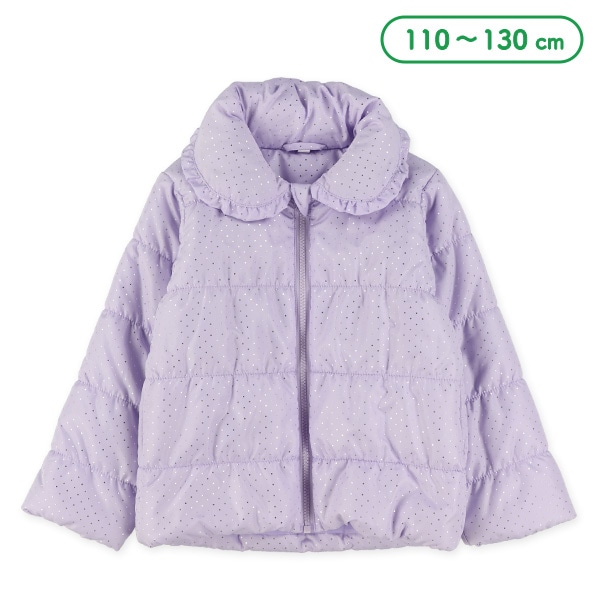 中わた箔プリントドット柄ハーフコート