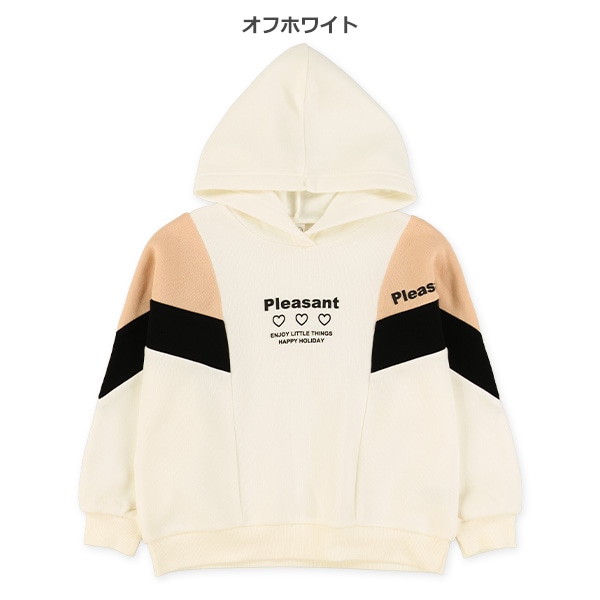 裏起毛袖切り替えパーカー