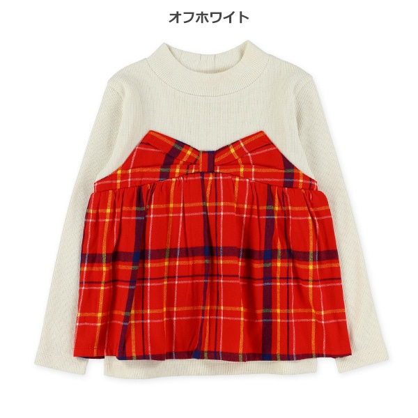 チェックレイヤード風トップス