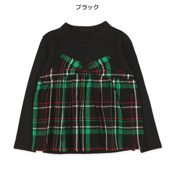 チェックレイヤード風トップス