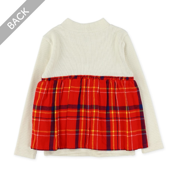 チェックレイヤード風トップス