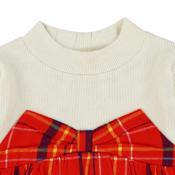 チェックレイヤード風トップス