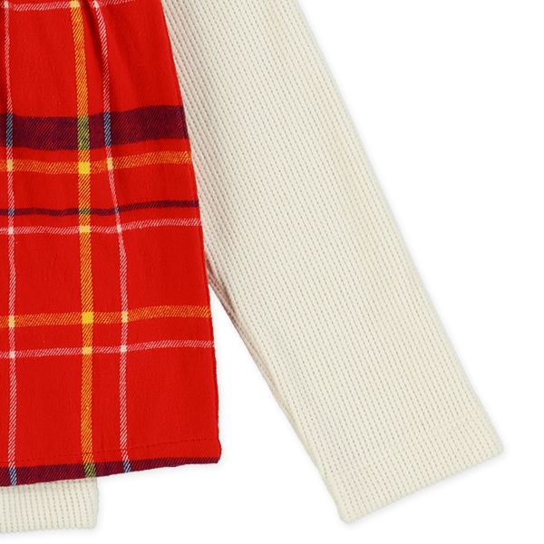 チェックレイヤード風トップス