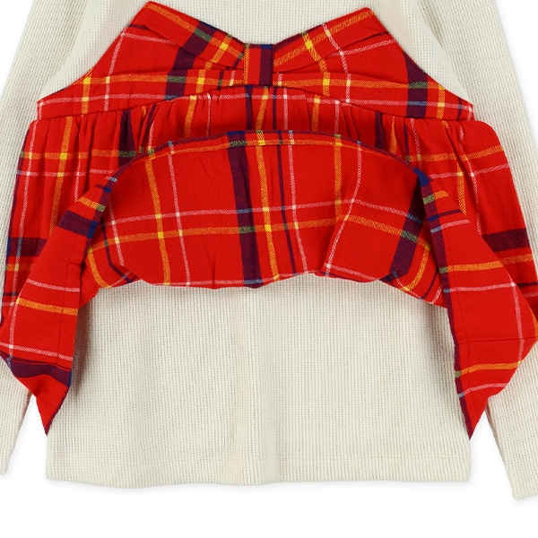 チェックレイヤード風トップス