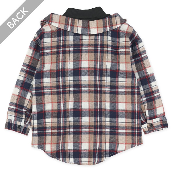 チェック柄レイヤード風長袖シャツ