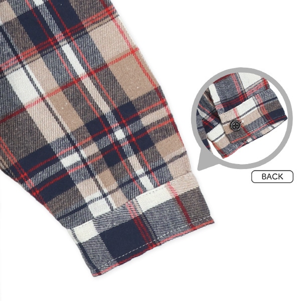 チェック柄レイヤード風長袖シャツ