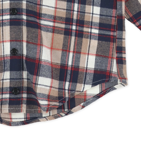 チェック柄レイヤード風長袖シャツ