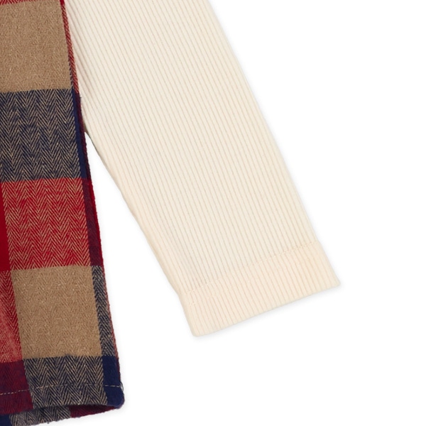 チェックジャンパースカートレイヤード風長袖Tシャツ