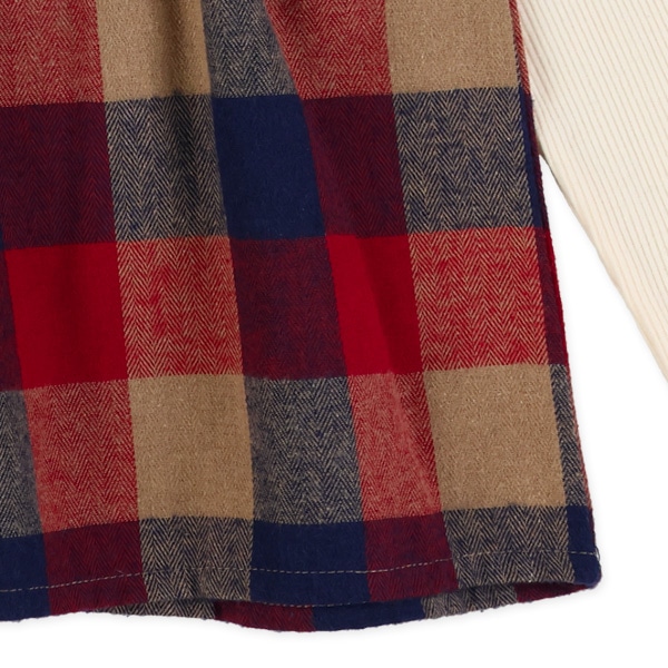 チェックジャンパースカートレイヤード風長袖Tシャツ