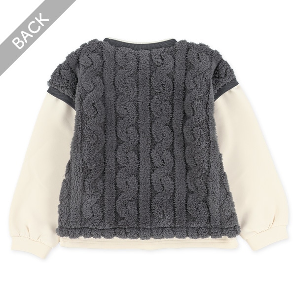 ケーブル柄ボアフリースベストレイヤード風長袖トップス