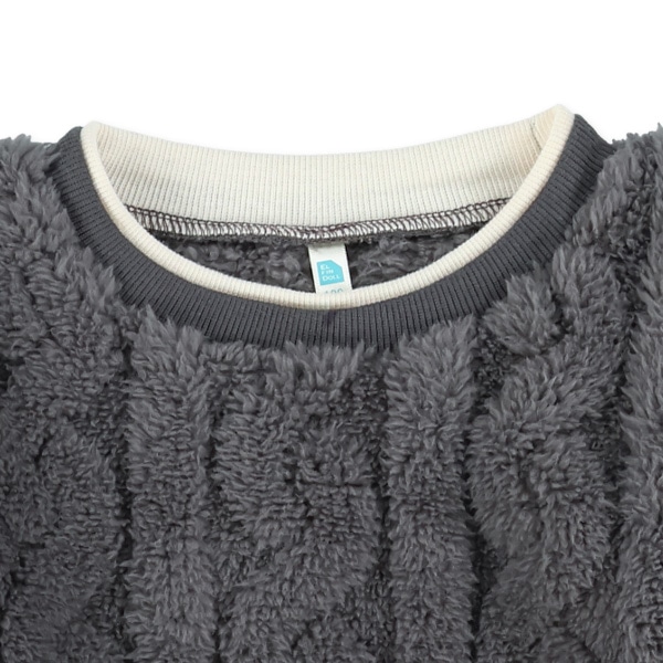 ケーブル柄ボアフリースベストレイヤード風長袖トップス