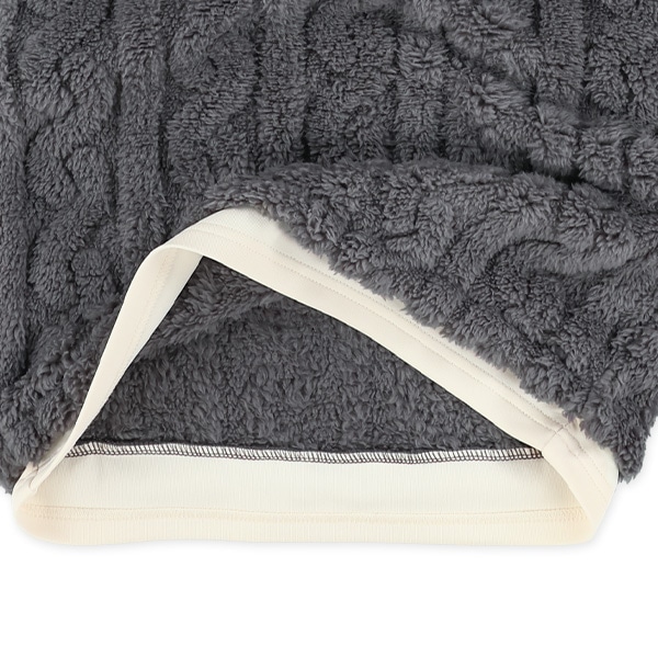 ケーブル柄ボアフリースベストレイヤード風長袖トップス