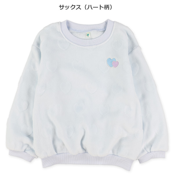 カービングフリース胸刺繍トレーナー