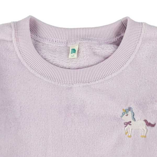 カービングフリース胸刺繍トレーナー