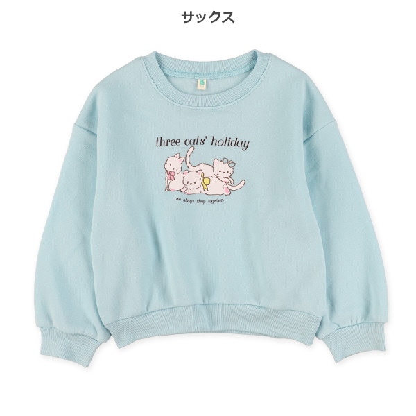 裏起毛ねこ前後プリントトレーナー