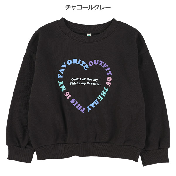 裏起毛ハートロゴプリントトレーナー
