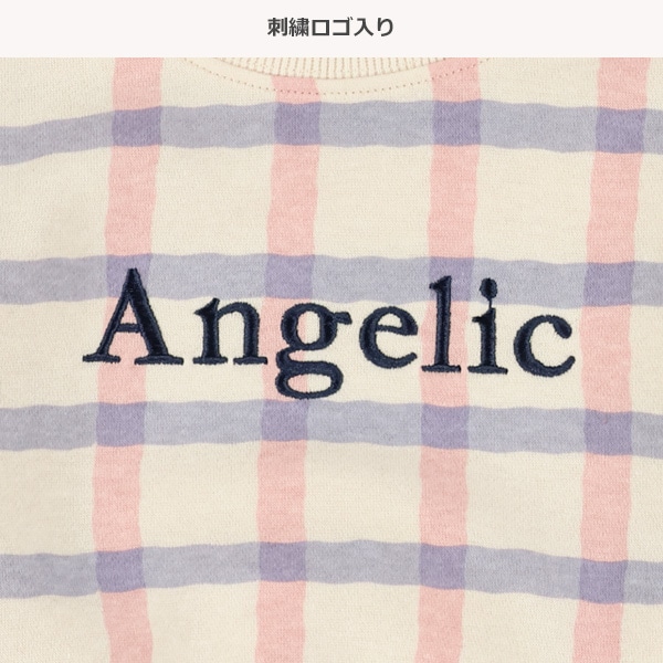 裏起毛チェックロゴトレーナー