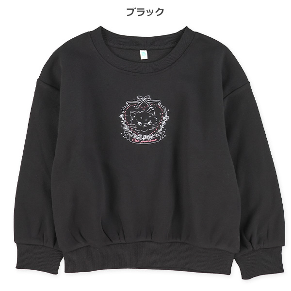 裏起毛ねこのお姫様プリントトレーナー