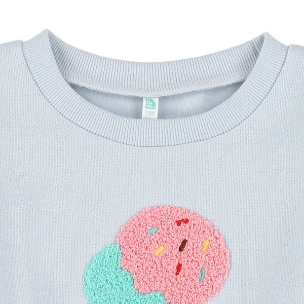 裏起毛アイスクリームサガラ刺繍長袖トレーナー