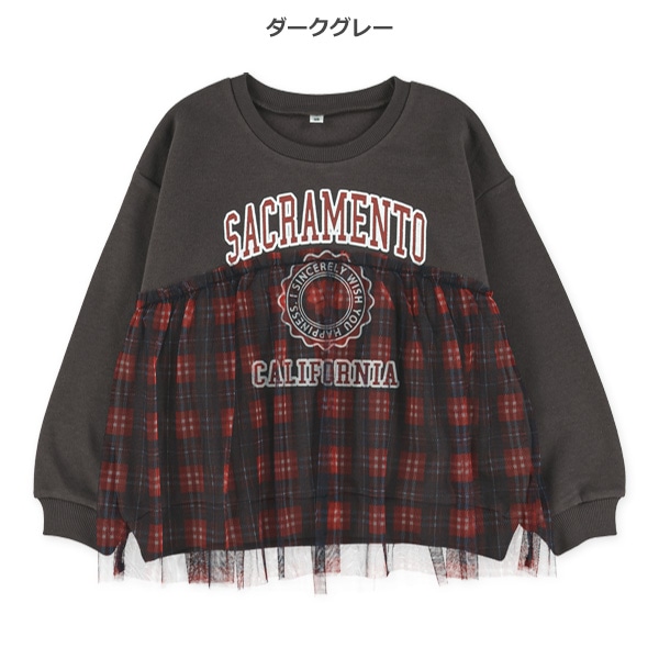 裏起毛チェックチュールトレーナー