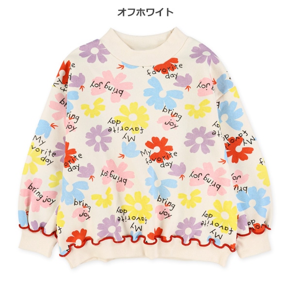 裏起毛メロウ花プリントトレーナー