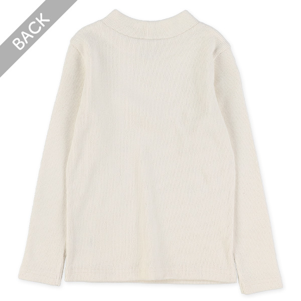 ワッフル起毛ハイネック長袖Tシャツ