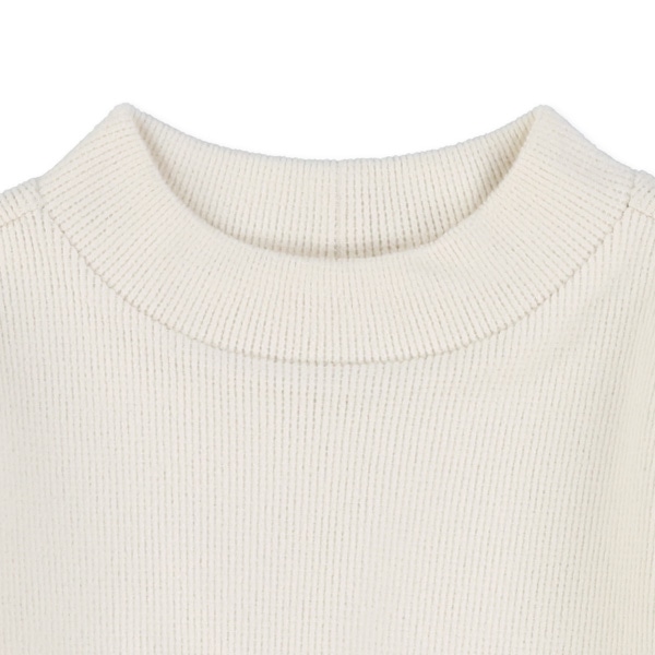 ワッフル起毛ハイネック長袖Tシャツ