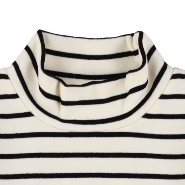 スムース起毛ボーダーハイネック長袖Tシャツ