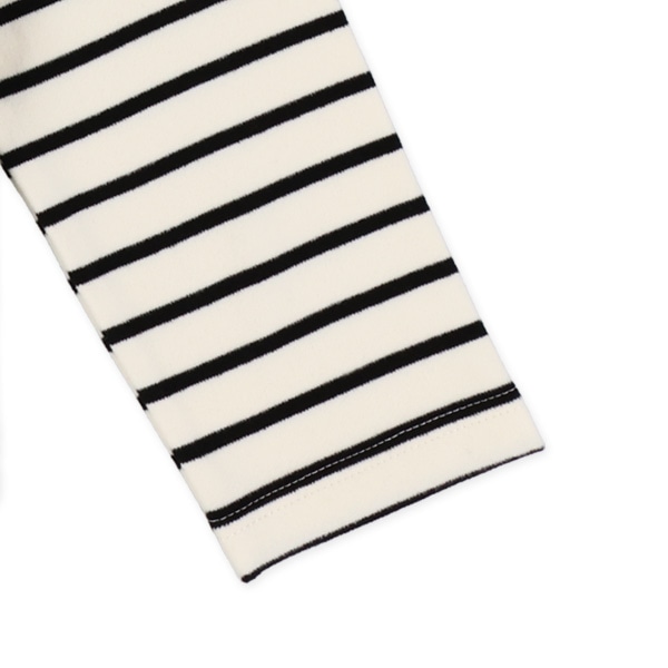 スムース起毛ボーダーハイネック長袖Tシャツ