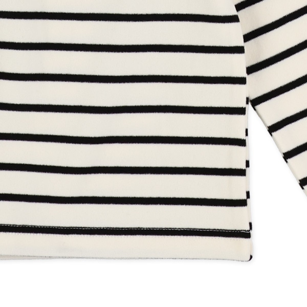 スムース起毛ボーダーハイネック長袖Tシャツ