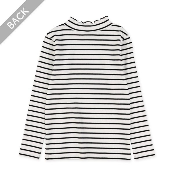ボーダーテレコハイネック長袖Tシャツ