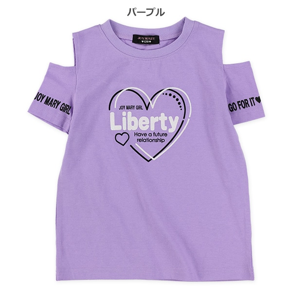 肩開きハートロゴTシャツ
