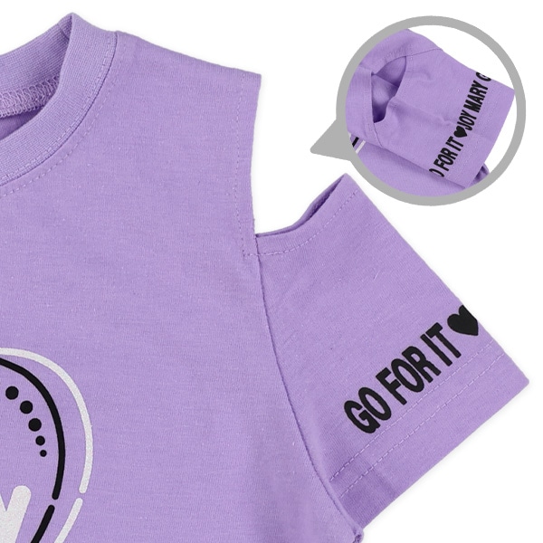 肩開きハートロゴTシャツ