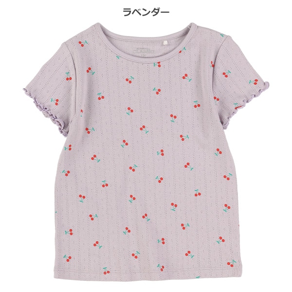パターンメッシュさくらんぼフレンチTシャツ