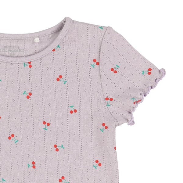 パターンメッシュさくらんぼフレンチTシャツ