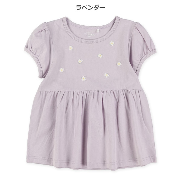 花発泡プリント切り替えフレンチTシャツ