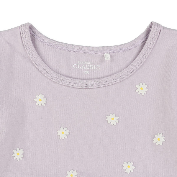 花発泡プリント切り替えフレンチTシャツ